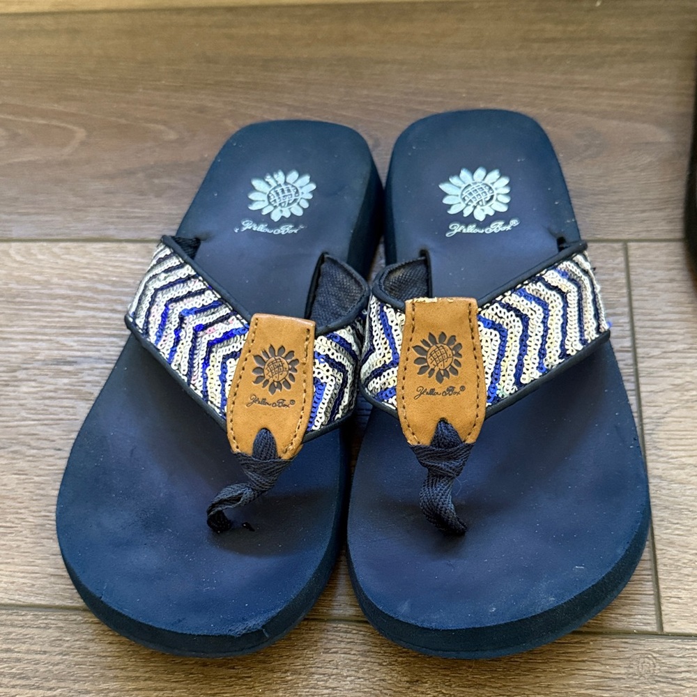 Lot of 4 Yellow Box Flip Flops - Black, Blue, Pink, Turquoise - Picture 4 of 9